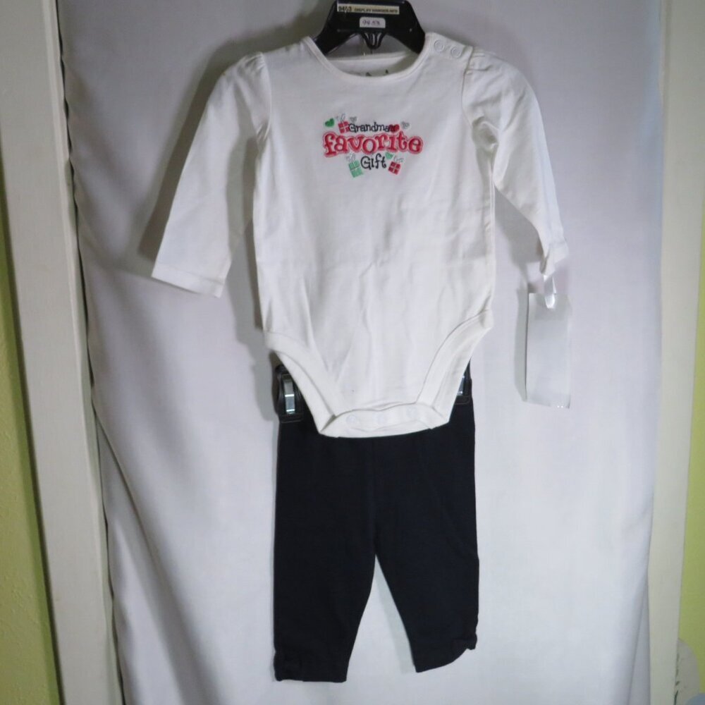 Baby "Grandma's favorite gift" embroidered bodysuit & pants Holiday/Everyday